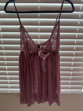 Victoria’s Secret Dusty Rose/ Mauve Lace Babydoll Chemise Nightgown - XL